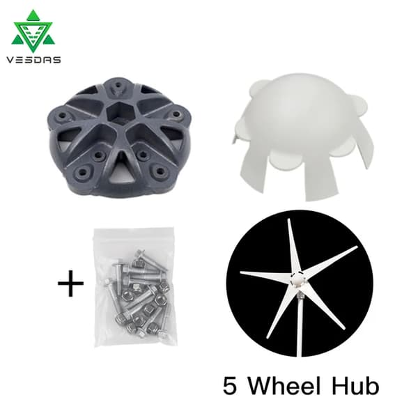Vindmølle Hub Generator, 135mm Diameter, 3/5/6 Vingeblade, 5 hjulnav