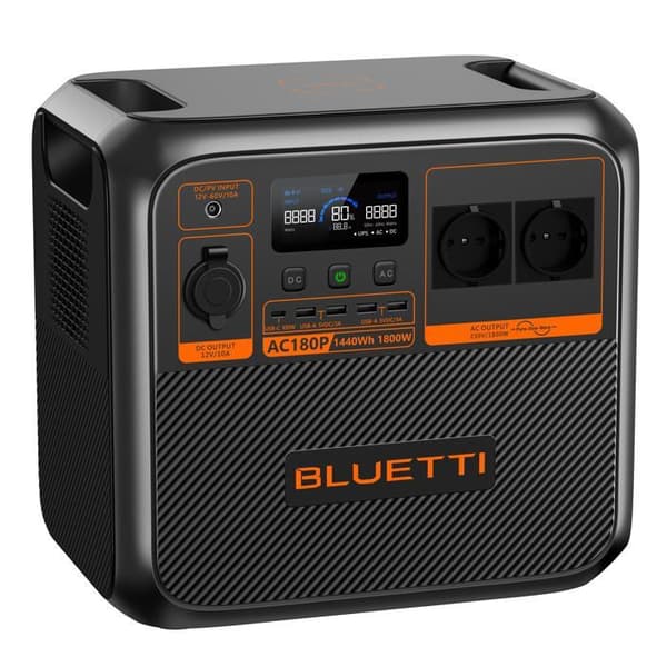 Energistation BLUETTI AC180P, Batteri 1440Wh, 2x1800W