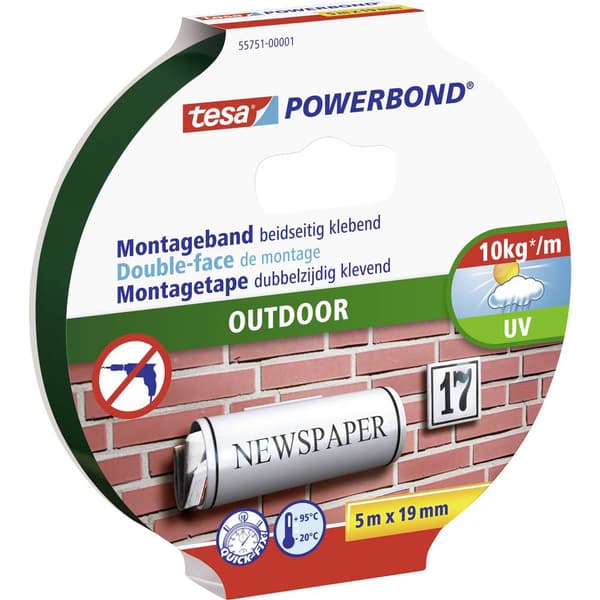 tesa OUTDOOR 55751-00001-03 Monteringsband tesa® Powerbond Svart (L x B) 5 m x 19 mm 1 st