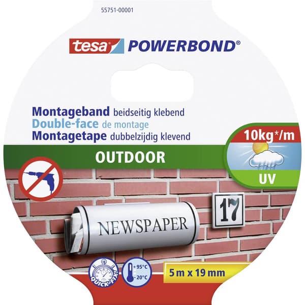 tesa OUTDOOR 55751-00001-03 Monteringsband tesa® Powerbond Svart (L x B) 5 m x 19 mm 1 st