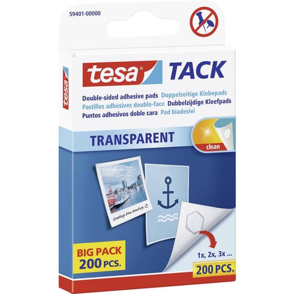 TESA ® TACK - dubbelsidiga fästkuddar tesa 59401-00000-01 Transparent 200 st