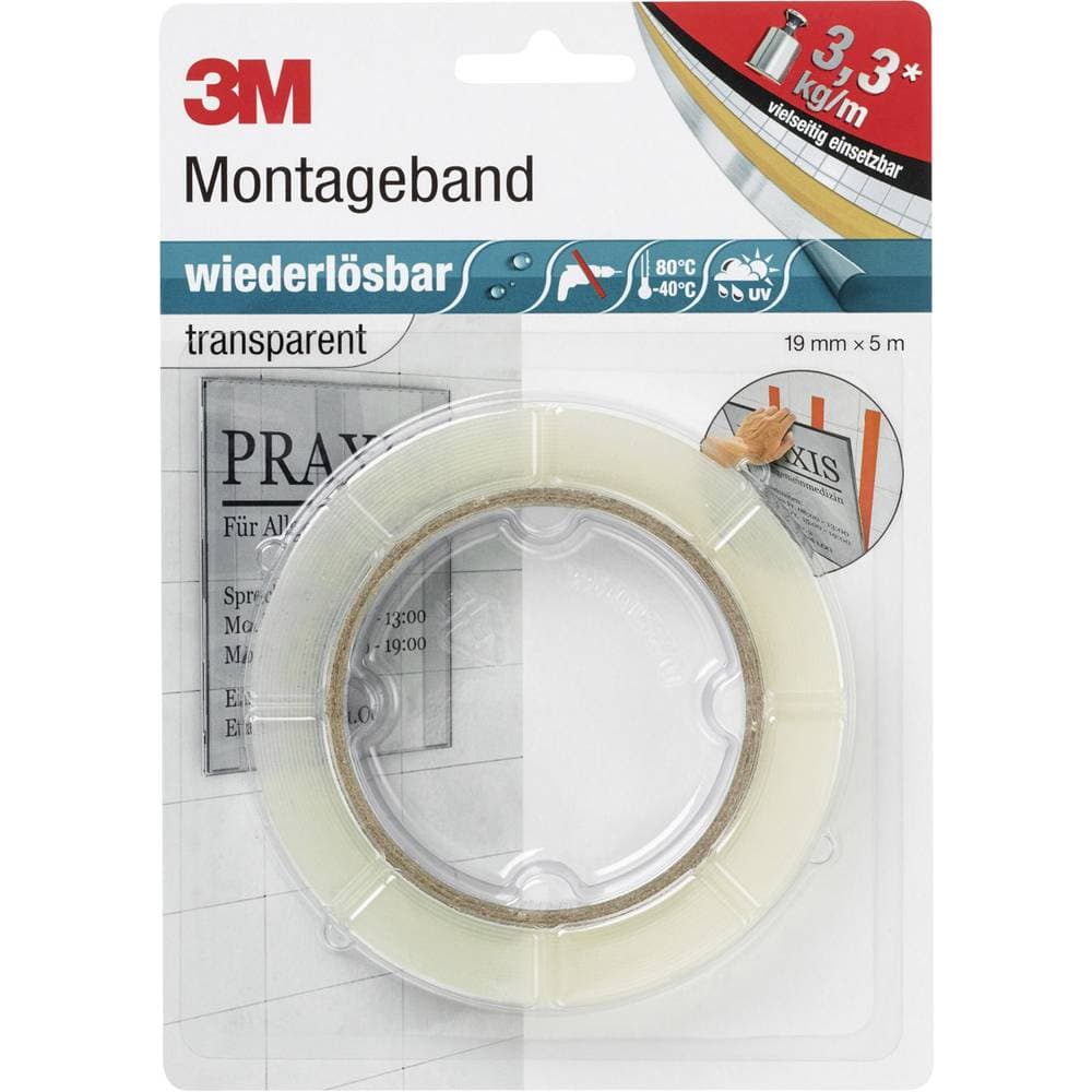 3M PX5011 8899195 Dubbelsidiga tejp Transparent (L x B) 5 m x 19 mm 1 st