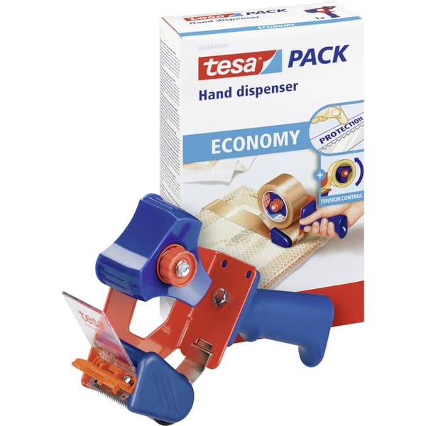 tesa Förpackningsbanddispenser 06300-1-0 Blå, Röd Rullbredd (max.): 50 mm Rullängd (max.) 66 m Med bromsanordning, Med