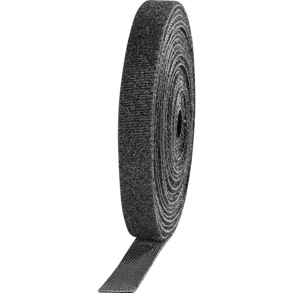 TOOLCRAFT KL10X3000C Kardborreband för paketering Statisk del och fleecedel (L x B) 3000 mm x 10 mm Svart 4 st