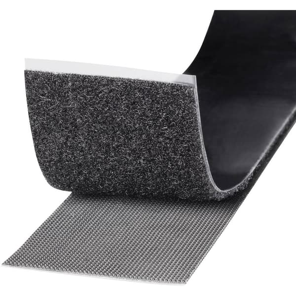 TOOLCRAFT KL50X1000C Kardborreband för fastlimning Statisk del och fleecedel, Extra stark (L x B) 1000 mm x 50 mm Svart