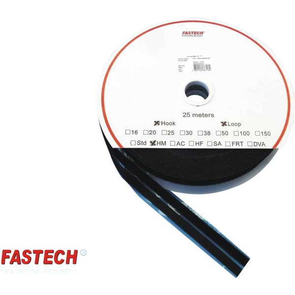 FASTECH® T0401099990325 Kardborreband för pålimning Hotmelt Statisk del och fleecedel (L x B) 25000 mm x 10 mm Svart 1