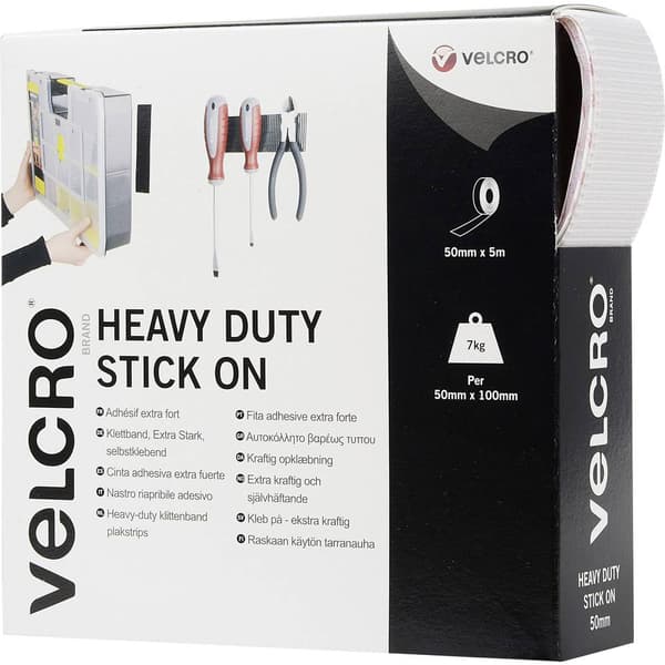 VELCRO® VEL-EC60244 Kardborreband för fastlimning Statisk del och fleecedel, Extra stark (L x B) 5000 mm x 50 mm Vit 5