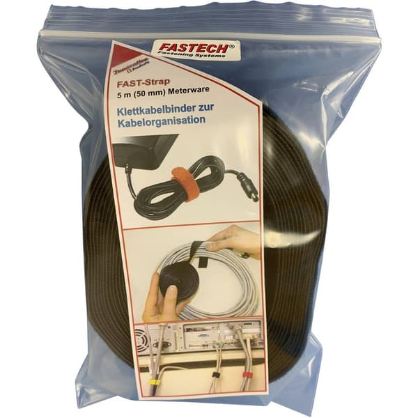 FASTECH® 699-330-Bag Kardborreband för paketering Statisk del och fleecedel (L x B) 5000 mm x 50 mm Svart 5 m