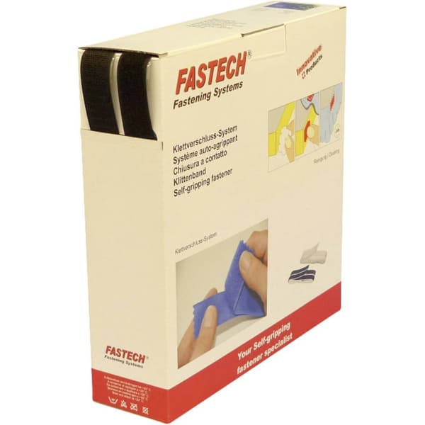 FASTECH® B25-SKL999925 Kardborreband för pålimning Hotmelt Statisk del och fleecedel (L x B) 25000 mm x 25 mm Svart 25