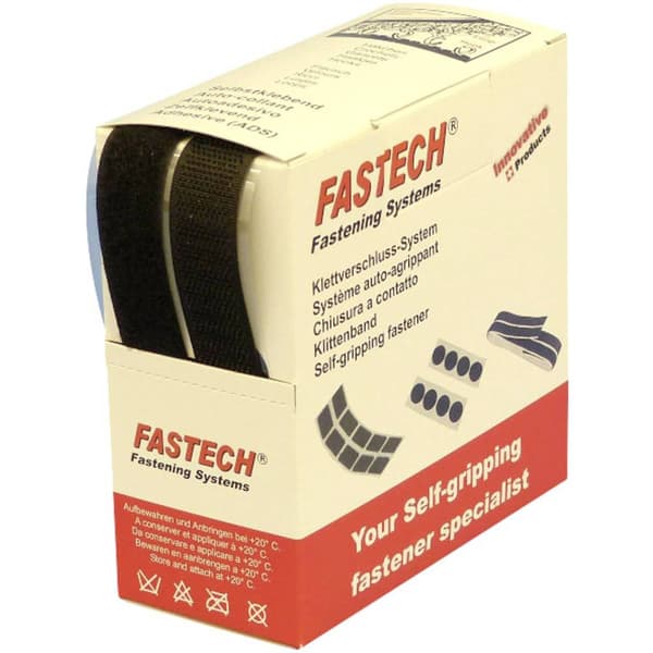 FASTECH® B20-SKL999905 Kardborreband för pålimning Hotmelt Statisk del och fleecedel (L x B) 5000 mm x 20 mm Svart 5 m