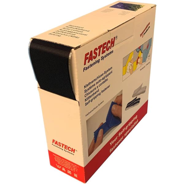 FASTECH® B50SKL01E999910 Kardborreband för pålimning Hotmelt Statisk del, Extra stark (L x B) 10000 mm x 50 mm Svart 10