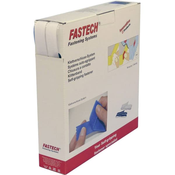 FASTECH® B20-SKL000025 Kardborreband för pålimning Hotmelt Statisk del och fleecedel (L x B) 25000 mm x 20 mm Vit 25 m