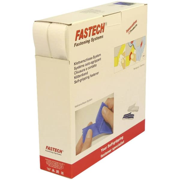 FASTECH® B30-SKL000025 Kardborreband för pålimning Hotmelt Statisk del och fleecedel (L x B) 25000 mm x 30 mm Vit 25 m
