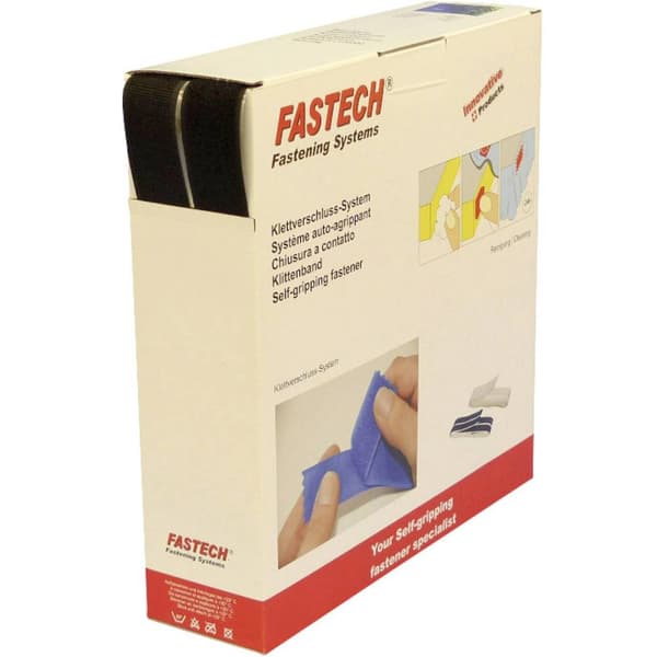 FASTECH® B30-SKL999925 Kardborreband för pålimning Hotmelt Statisk del och fleecedel (L x B) 25000 mm x 30 mm Svart 25