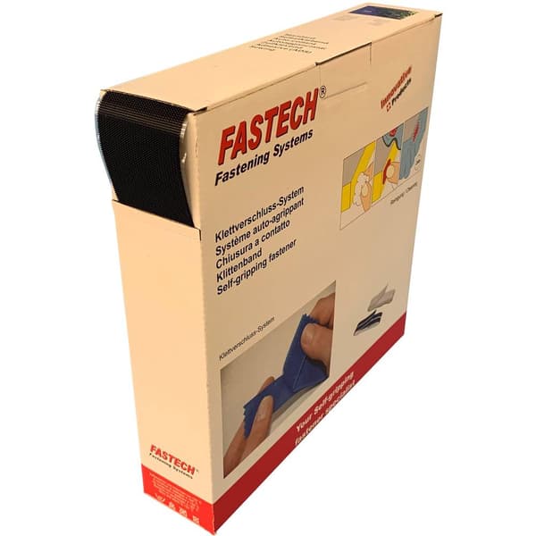 FASTECH® B50SKL01E999925 Kardborreband för pålimning Hotmelt Statisk del, Extra stark (L x B) 25000 mm x 50 mm Svart 25