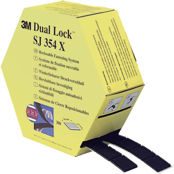 3M SJ354X Dual Lock Kardborreband för fastlimning Svamphuvud (L x B) 7500 mm x 25 mm Svart 1 par