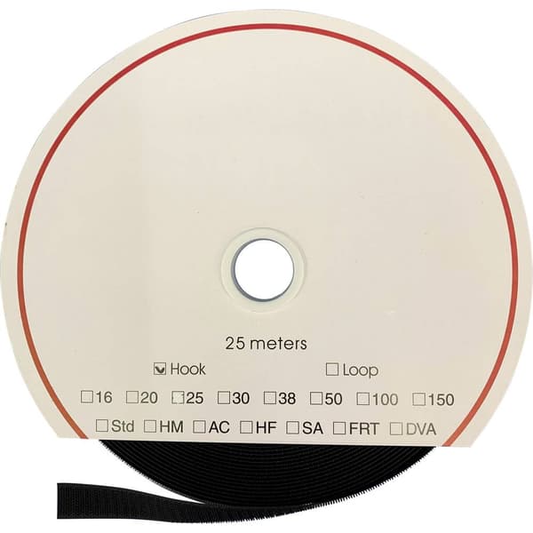 FASTECH® T0102099990225 Kardborreband för pålimning akrylat Statisk del (L x B) 25000 mm x 20 mm Svart 25 m