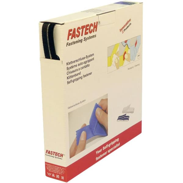 FASTECH® B10-SKL999925 Kardborreband för pålimning Hotmelt Statisk del och fleecedel (L x B) 25 m x 10 mm Svart 25 m