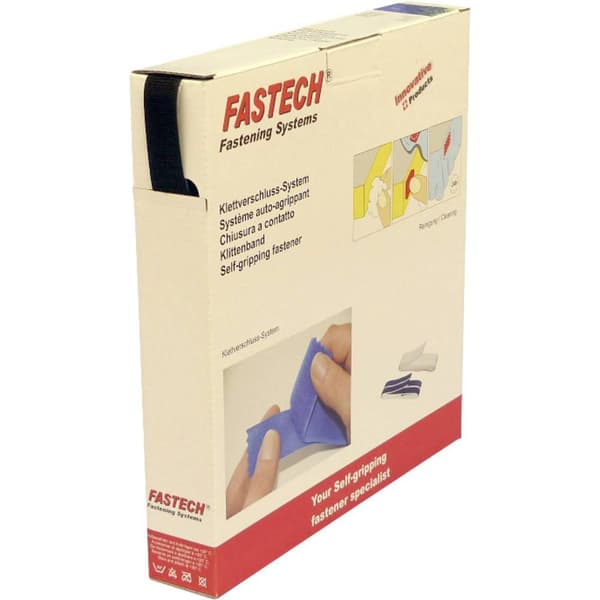 FASTECH® B20-SKL-H-999925 Kardborreband för pålimning Hotmelt Statisk del (L x B) 25 m x 20 mm Svart 25 m
