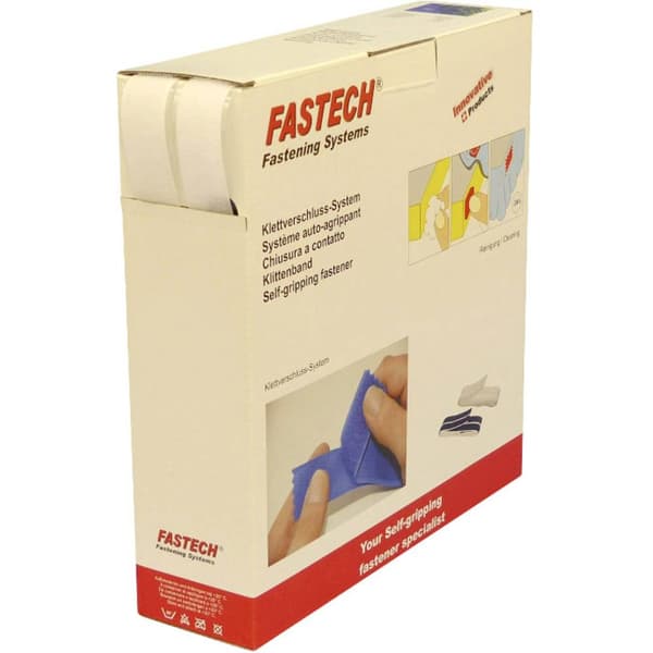 FASTECH® B25-SKL000025 Kardborreband för pålimning Hotmelt Statisk del och fleecedel (L x B) 25 m x 25 mm Vit 25 m