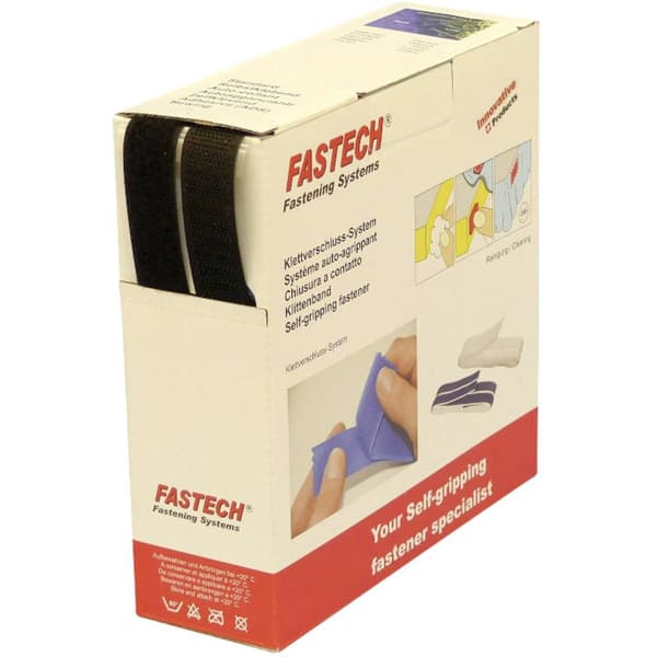 FASTECH® B20-SKL999910 Kardborreband för pålimning Hotmelt Statisk del och fleecedel (L x B) 10000 mm x 20 mm Svart 10