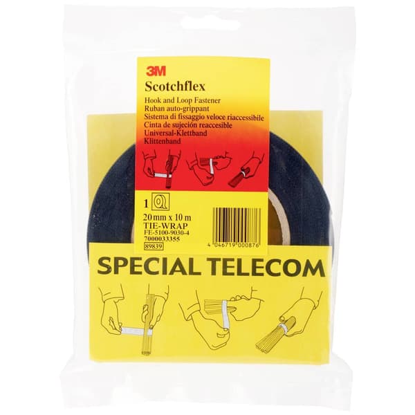 3M FE-5100-9030-4 Kardborreband för paketering Statisk del och fleecedel (L x B) 10000 mm x 20 mm Svart 10 m
