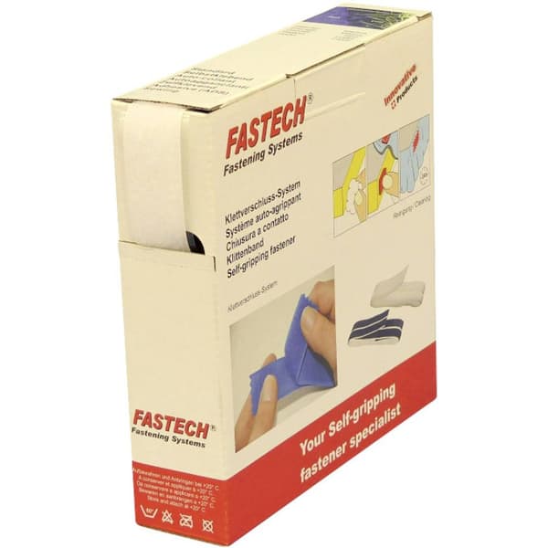 FASTECH® B25-SKL02000010 Kardborreband för pålimning Hotmelt Fleecedel (L x B) 10 m x 25 mm Vit 10 m