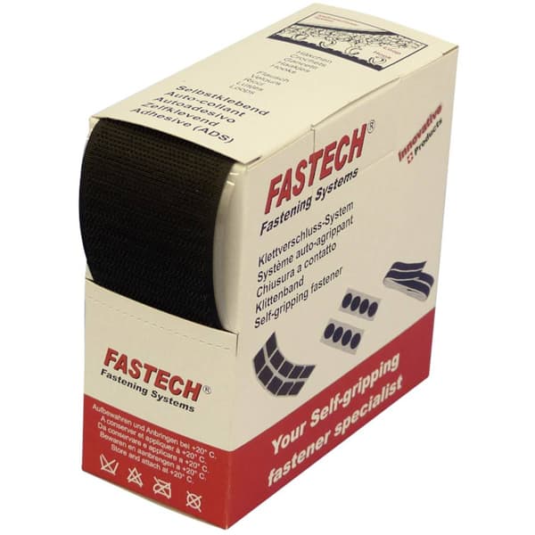 FASTECH® B50-SK-H-999905 Kardborreband för pålimning Hotmelt Statisk del (L x B) 5 m x 50 mm Svart 5 m
