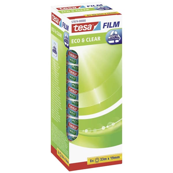 tesa 57074-00000-01 tesafilm ECO & Clear Transparent (L x B) 33 m x 19 mm 8 st
