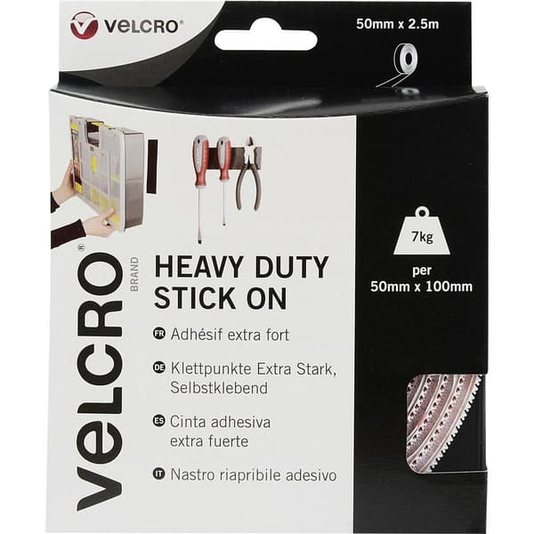 VELCRO® VEL-EC60246 Kardborreband för fastlimning Statisk del och fleecedel, Extra stark (L x B) 2500 mm x 50 mm Vit 2.