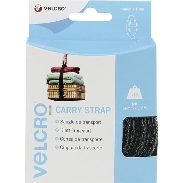 VELCRO® VEL-EC60326 Kardborreband med bälte Statisk del och fleecedel (L x B) 1800 mm x 50 mm Svart 1 st