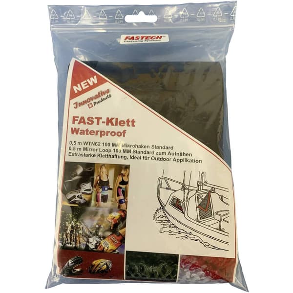 FASTECH® 707-330-Bag Kardborreband för att sy fast Mikro-krok (L x B) 500 mm x 100 mm Svart 0.5 m