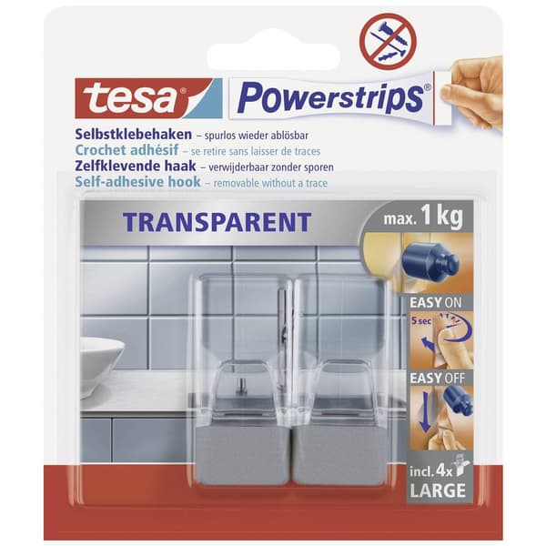 tesa POWERSTRIPS® tesa Powerstrips® krok transparent Transparent, Krom