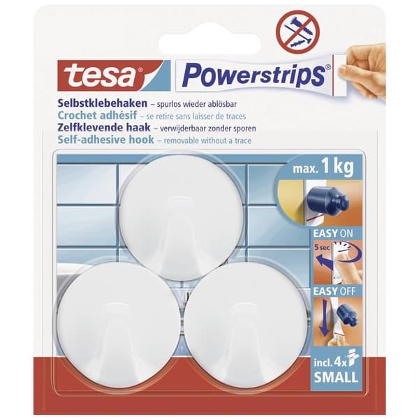 tesa POWERSTRIPS® Tesa Powerstrip® Small rund krok Vit