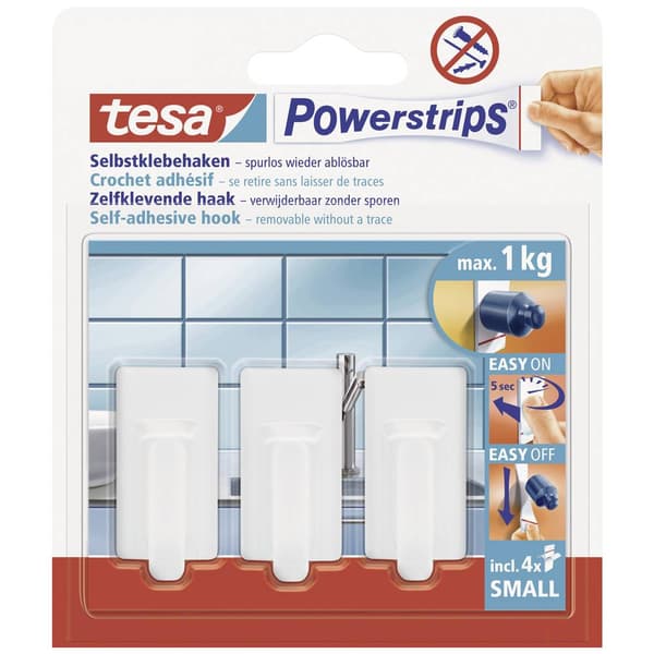 tesa POWERSTRIPS® Tesa Powerstrip® krokar Small Classic Vit