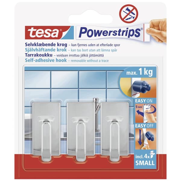 tesa POWERSTRIPS® Tesa Powerstrip® krokar Small Classic Krom