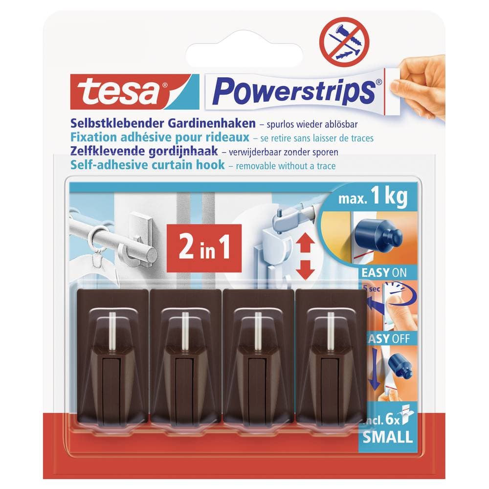 Tesa Powerstrips® Vario gardinkrokar Brun POWERSTRIPS® tesa Innehåll: 4 st
