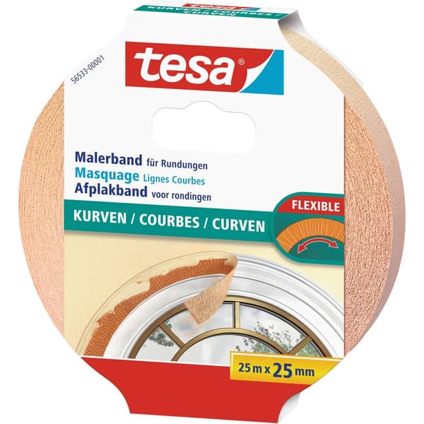 tesa KURVEN 56533-00001-02 Maskeringstejp Beige (L x B) 25 m x 25 mm 1 st