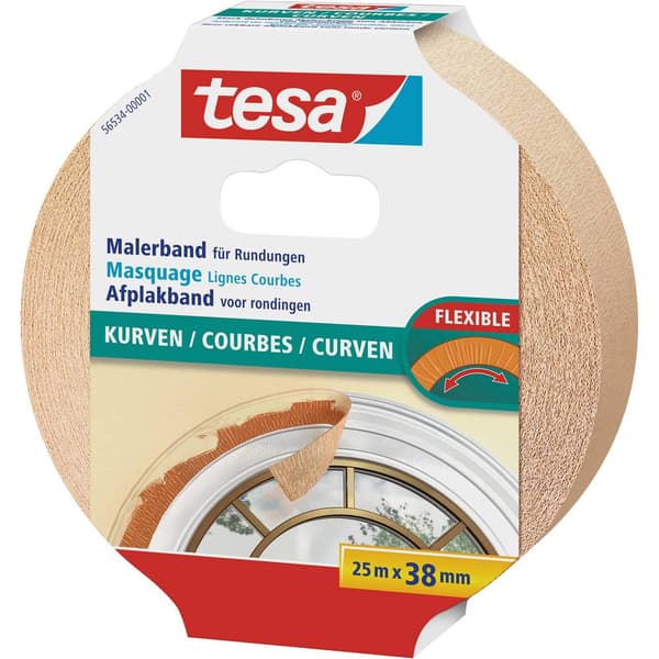 tesa KURVEN 56534-00001-00 Maskeringstejp Beige (L x B) 25 m x 38 mm 1 st