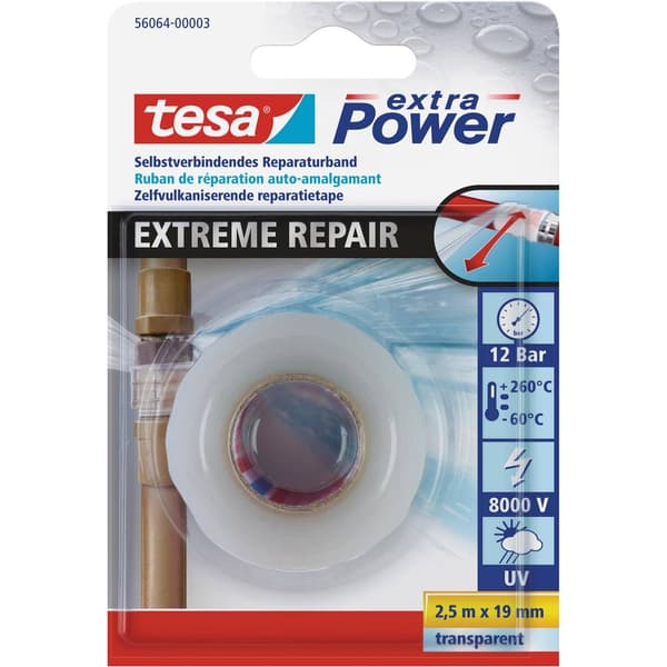 tesa EXTREME REPAIR 56064-00003-00 Repareringstejp tesa® extra Power Transparent (L x B) 2.5 m x 19 mm 1 st