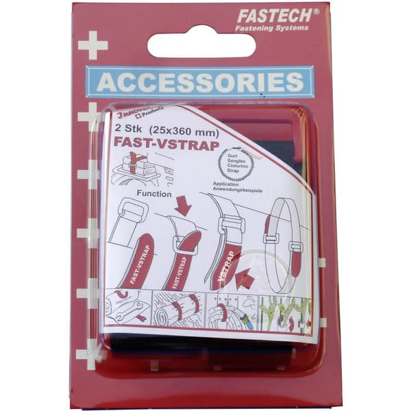 FASTECH® 688-360K Kardborreband med bälte Statisk del och fleecedel (L x B) 360 mm x 25 mm Svart 2 st