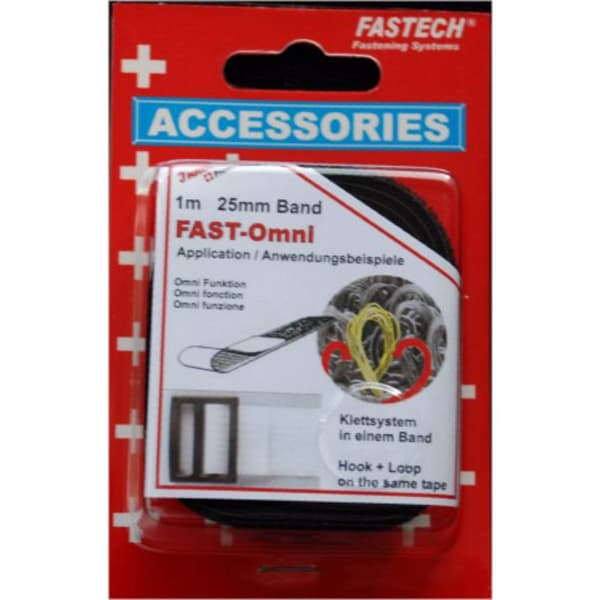 FASTECH® 671-330-Mod Kardborreband för paketering Statisk del och fleecedel (L x B) 1 m x 25 mm Svart 1 m