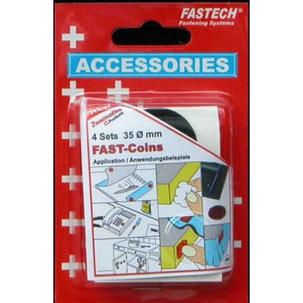 FASTECH® 683-330 Kardborreband-punkter för pålimning Hotmelt Statisk del och fleecedel (Ø) 35 mm Svart 4 par