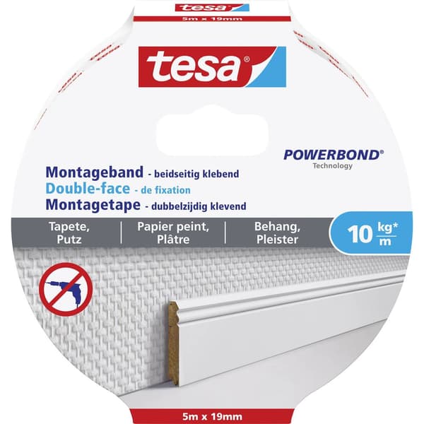 tesa WALLPAPER 77743-00000-00 Monteringsband tesa® Powerbond Vit (L x B) 5 m x 19 mm 1 st
