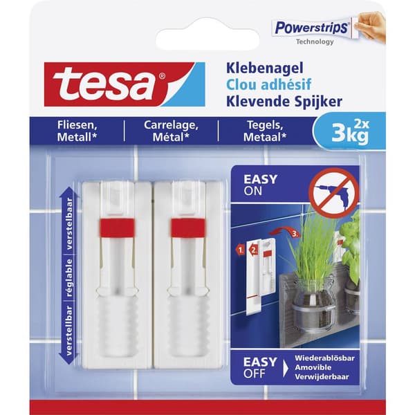 tesa 77764 Justerbar klisterspik Vit