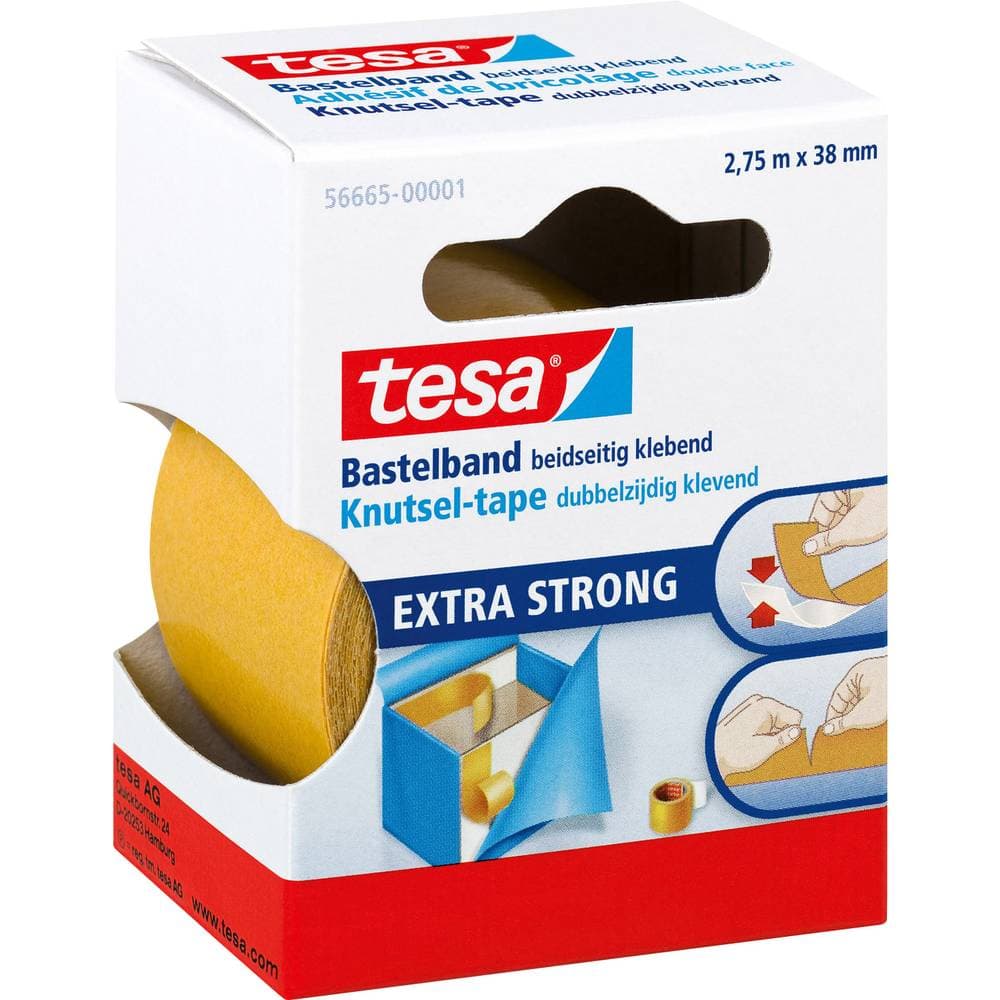 tesa EXTRA STRONG 56665-00001-01 Dubbelsidiga tejp tesa® hobbytejp Transparent (L x B) 2.75 m x 38 mm 1 st