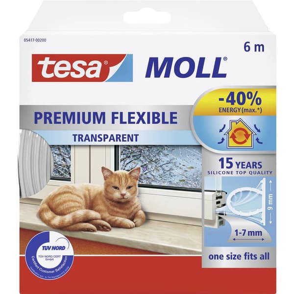 tesa PREMIUM FLEXIBLE 05417-00200-02 Förseglingstejp tesamoll® Transparent (L x B) 6 m x 9 mm 1 st