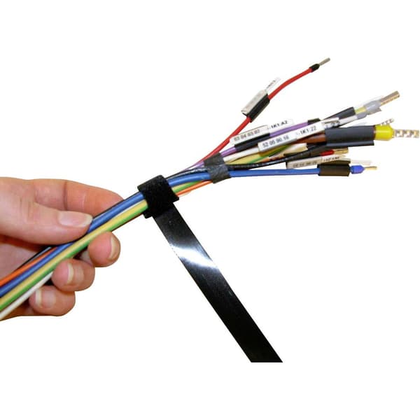 TRU COMPONENTS 801-330-Bag Kardborreband-bundtband för paketering Statisk del och fleecedel Svart 10 st