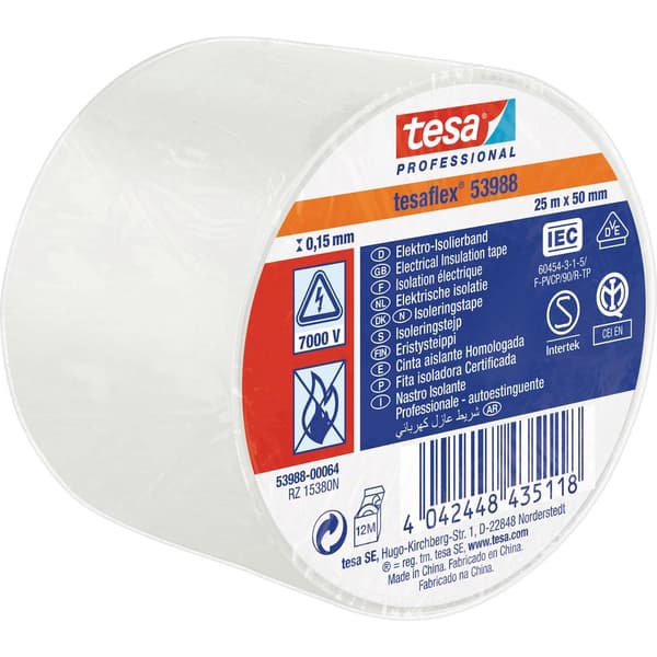 tesa 53988-00064-00 Isoleringstejp tesa® Professional Vit (L x B) 25 m x 50 mm 1 st