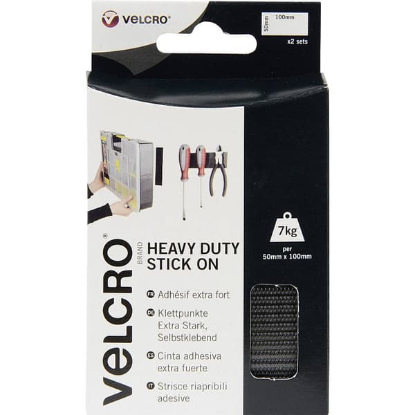 VELCRO® VEL-EC60239 Kardborreband för fastlimning Statisk del och fleecedel, Extra stark (L x B) 100 mm x 50 mm Svart 2